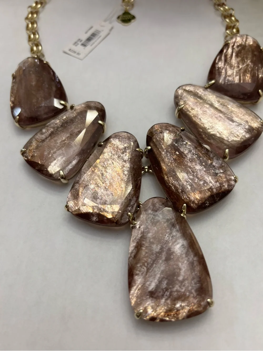 NWT Kendra Scott Harlow Statement Necklace in Gold Sable Mica